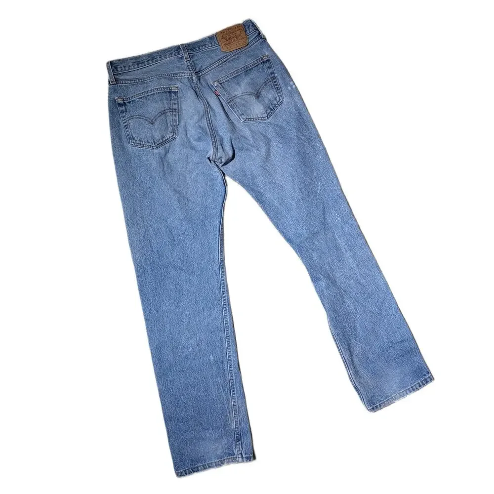 Vtg 1990s Levi's 501XX Shrink to Fit Button Fly Light Wash Distressed Jeans 32
